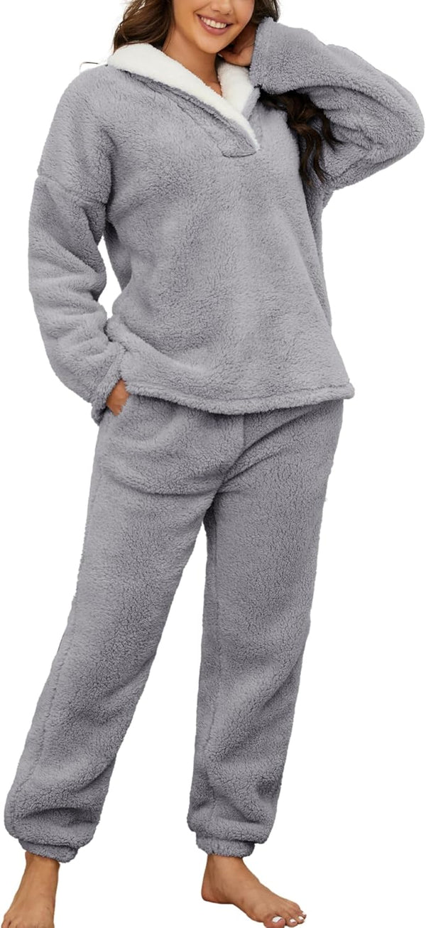 Cozy Coral Sherpa Pajama Set