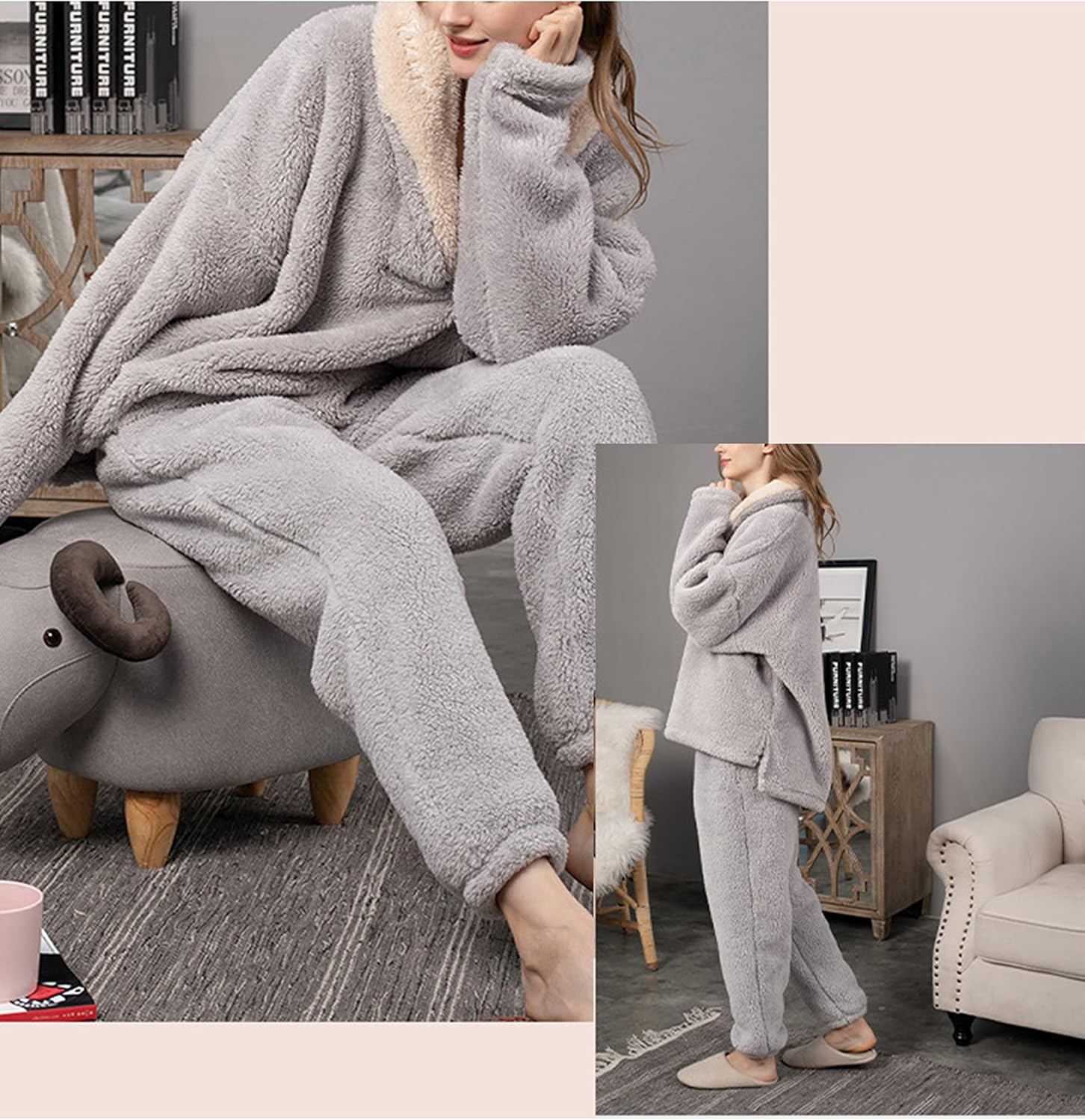 Cozy Coral Sherpa Pajama Set