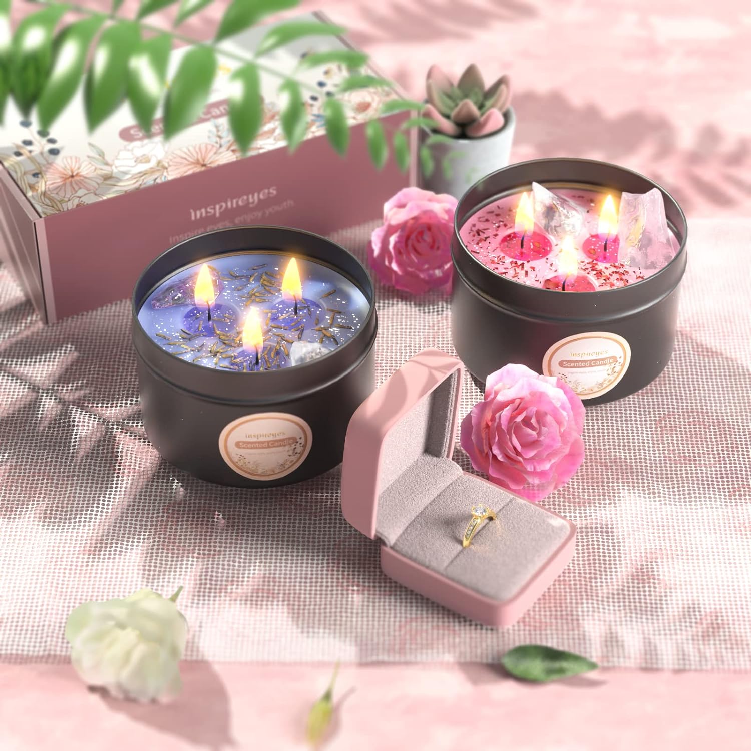 Tranquil Glow Crystal Candle Set