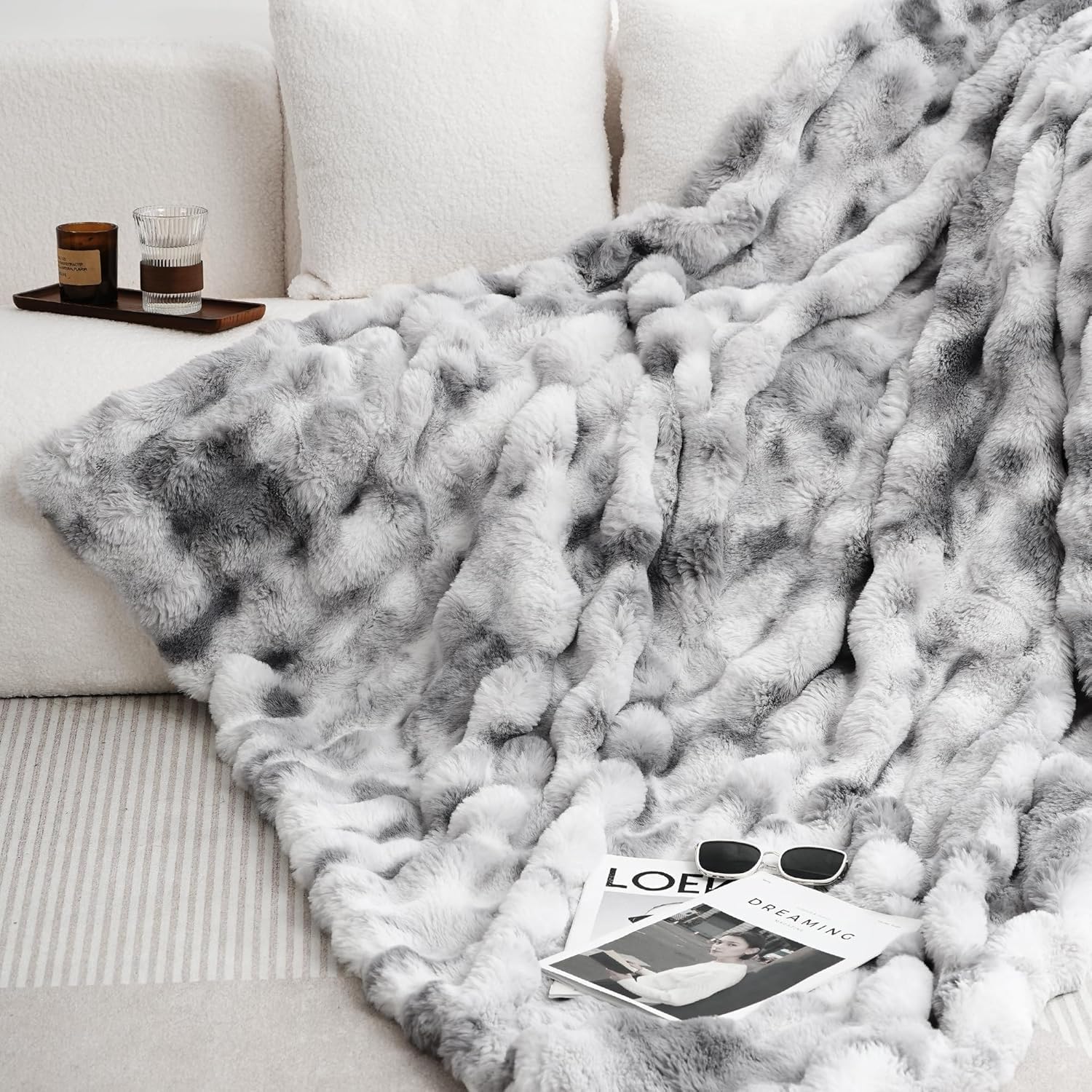 Cozy Faux Fur Bubble Blanket